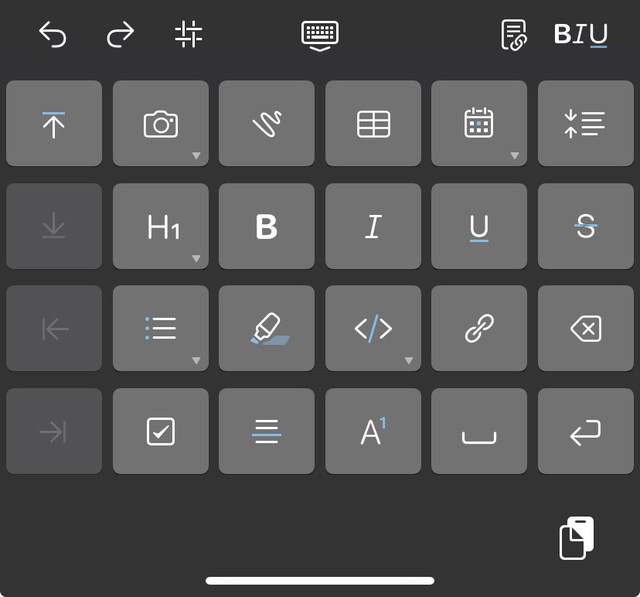 Дополнительная клавиатура в Bear App